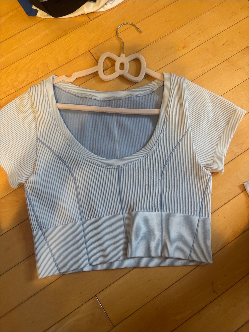 aerie Light Blue Ribbed Scoop Crop Top